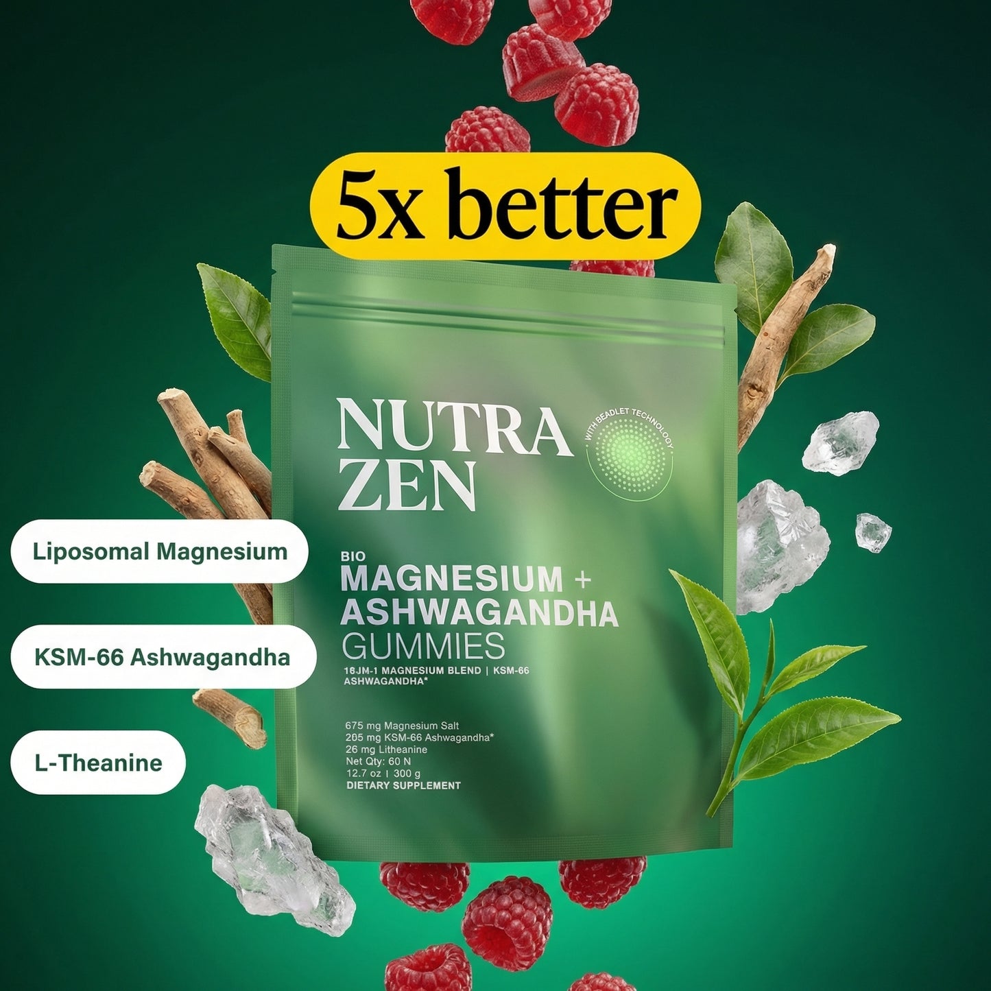 Nutrazen Liposomal Magnesium + Ashwagandha Gummies